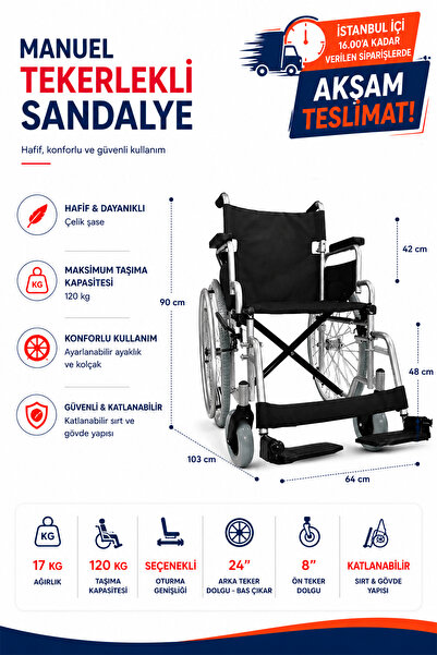 POYLİN P111 Manuel Katlanan Tekerlekli Sandalye