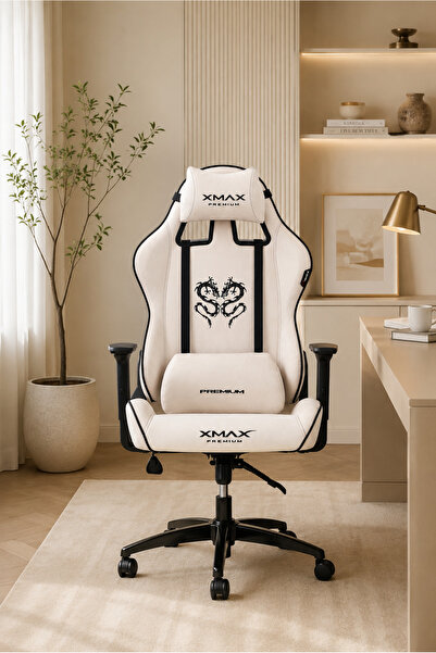 XMAX / Rio Balerion Terletmez Kadife Kumaş Beyaz Gaming Oyuncu Koltuğu / 120 ...