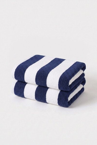 XJIM 2-Pack 100% Cotton Large Size Soft Quick-Drying Striped Beach Bath Towel...