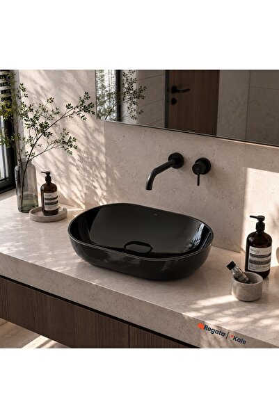 KALE Zero 2.0 60x40 Cm Siyah Oval Çanak Lavabo