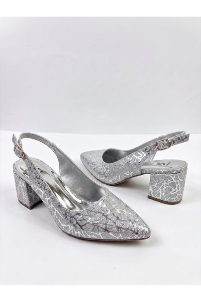 Nubbock Pantofi cu toc de 5 cm cu model de gheață argintie NK3156