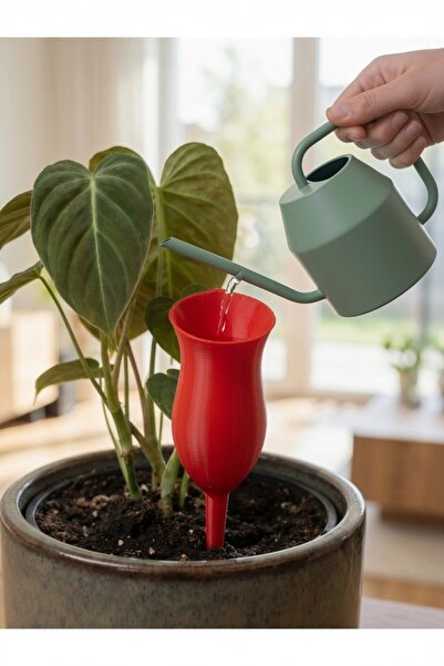 Filkorium3D Tulip Shaped Plant Watering Container Red Distillation - Plastic