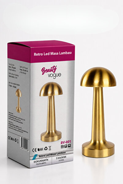 Beauty Vogue Mantar Lamba, 3 kademeli Işık , USB şarjlı, Şarjlı Dokunmatik LE...