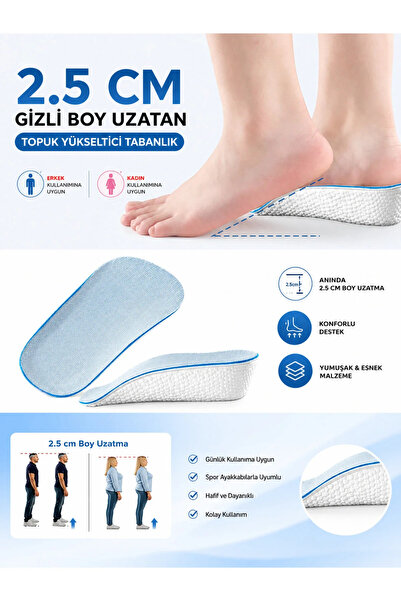 Bunyon Topuk Yükseltici Boy Uzatan Ayakkabı Tabanlığı Topuk Yastığı Gizli Topuk