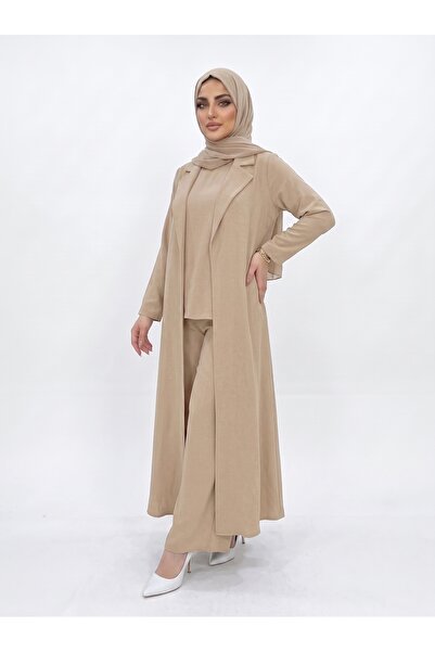 YOU ABAYA طقم سفر 4 قطع بقماش كريب كوبراء لون بيج