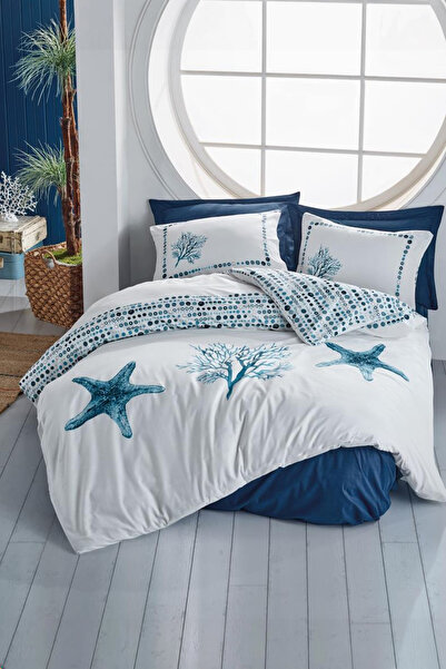 Cotton Box Σετ Παπλωματοθήκη Maritime Single Star Navy Blue