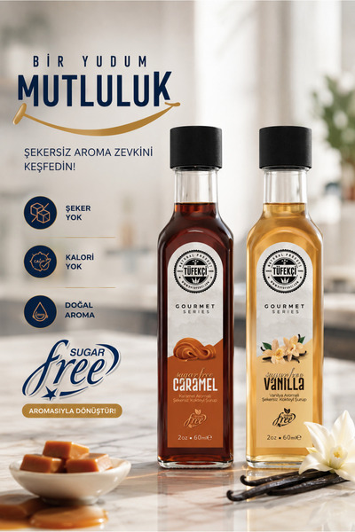 By Tüfekçi Şekersiz Karamel Aromalı Kahve Şurubu 60 ml | Sugar Free | 0Şeker 0 Kalori | Doğal Aroma |