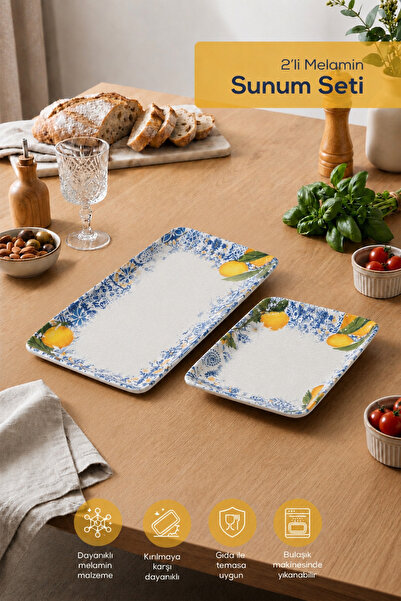 Vienev Set of 2 Melamine Presentation Plates, Presentation Plate, Serving Pla...