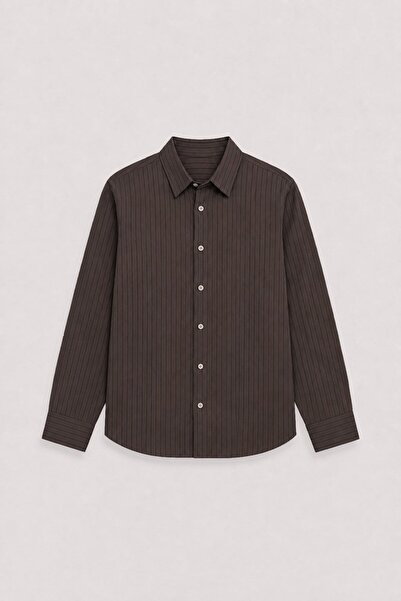 Antioch Dark Brown Striped Men's Shirt