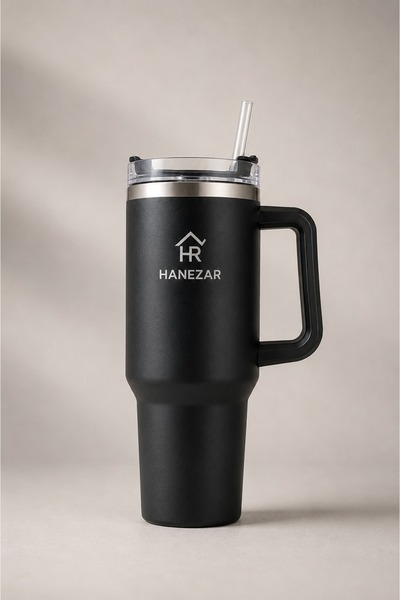 HANEZAR 1,2LT Pipetli 304 Paslanmaz Çelik Termos/Siyah