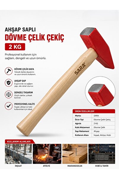 SARA GROUP Sara Ağaç Saplı Çekiç 2000 gram