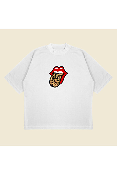 Tarzsokak Leopard Rolling Stones Štampano Oversize kroj Unisex Pamuk paketa, ...