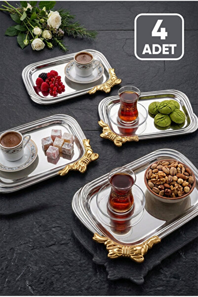 AKSESUAR EVRENİ Sulden Coffee Presentation Tray Stainless Steel Decorative Pr...