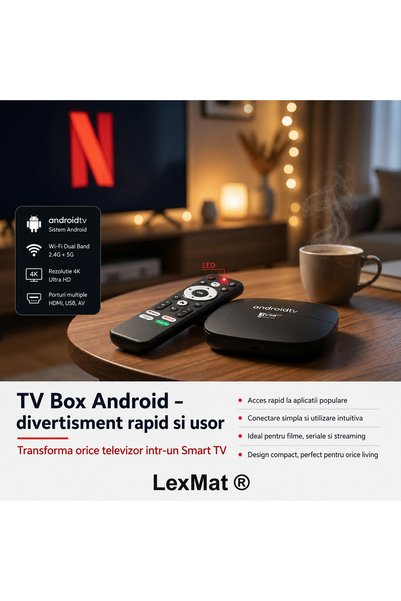 LexMat TV Box Android 13, 4K Ultra HD