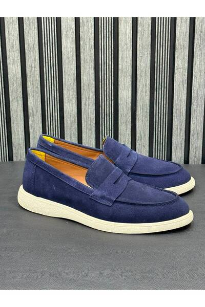 Greyybull Shoes Loafer pentru bărbați din piele de căprioară, albastru marin