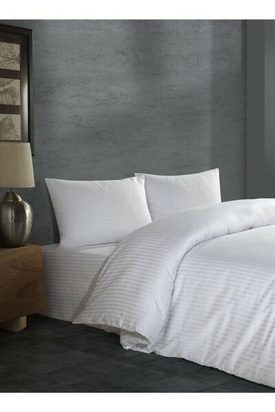 MEŞELİ TEKSTİL Çift Kişilik Otel Çarşafı 93 Tel Çizgili Battal Boy King Size 280x280