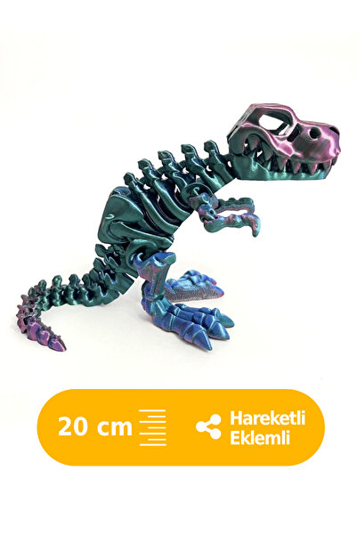 Artimon 3D Store Hareketli Trex 3D İskelet Dinozor Parlak Renk| Oyuncak Dinoz...