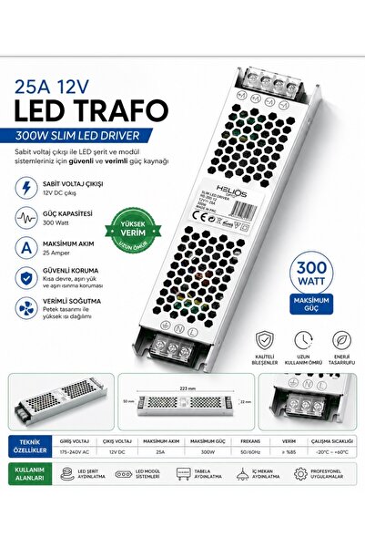 Helios HS3466 25 Amper 12 Volt Led Trafosu 300 Watt