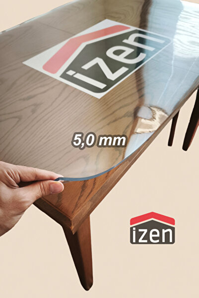 İzen 5,0 mm Ekstra Kalın Şeffaf PVC Masa Örtüsü Kaymaz Silinebilir Masa Koruyucu