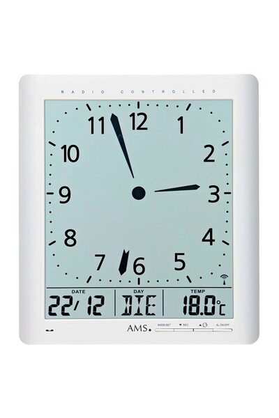 AMS Ceas de perete 5896, cuarț, gri, digital, modern
