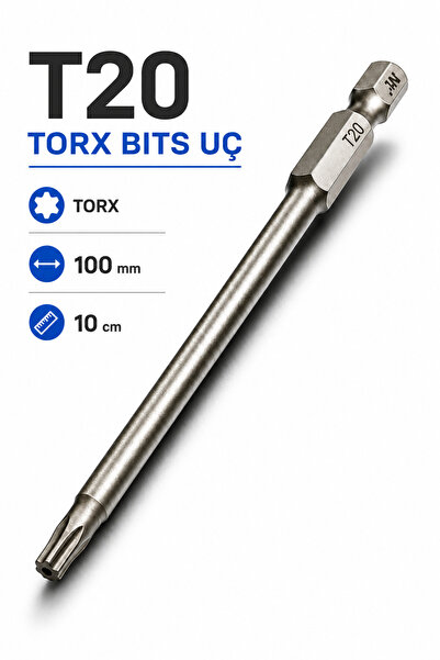 Badem10 Manyetik Uzun Torx T20 Bits Uç 100 mm 10 cm Uzun Tornavida Matkap Vid...