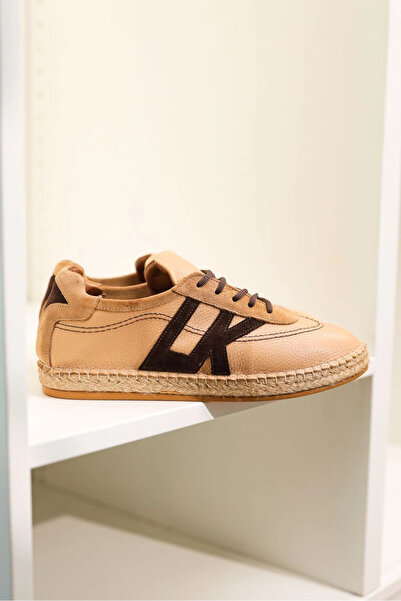 by selvi Lukka Shoes Genuine Leather Chester Nude Beige Lace-Up Sports Espadr...