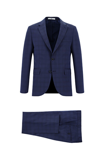 Kiğılı 7 Drop slim fit Dar croială Costum în carouri din lână