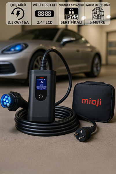 Mioji 717 3.5Kw/16A 2.4 LCD Ekran Wi-Fi Destekli IP65 Suya Dayanıklı Taşınabi...