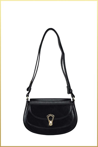 birizmoda Women's clam detailed modern design hand and shoulder bag - black