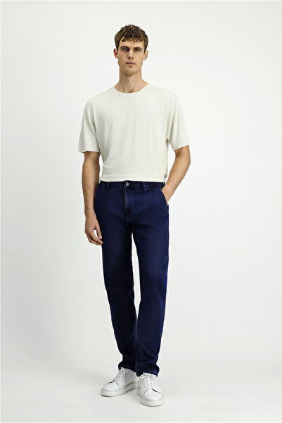 Kiğılı Micro Lycra Knitted Denim Look Chino Trousers