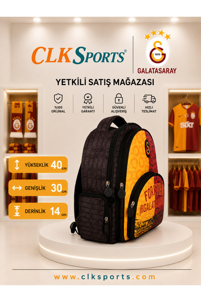 Galatasaray 3 Compartment "Forever" School Bag, Pen Bag - Thermos Bottle Premium Set in Special Box