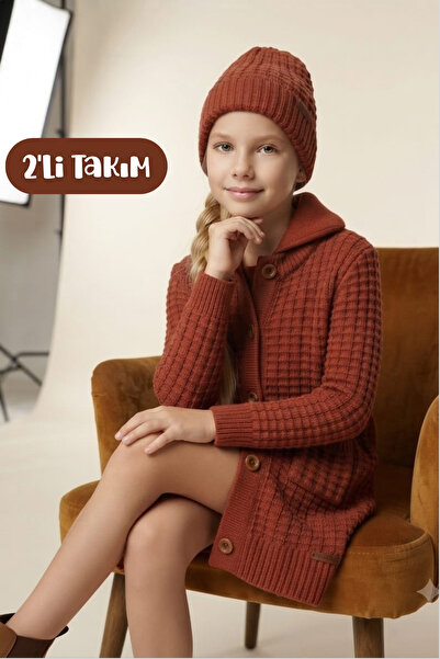 Hilal Akıncı Kids Set de 2 tricotaje unisex, oversize, roșu Claret, cu nasturi