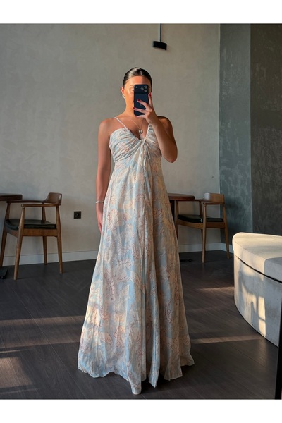 Genel Markalar Askılı Desenli Elbise