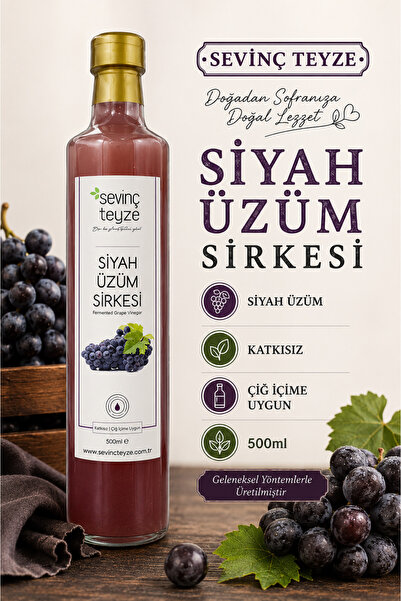 Organik Teyze Sevinç Teyze Üzüm Sirkesi 500ml - Doğal Fermantasyon, Katkısız,...