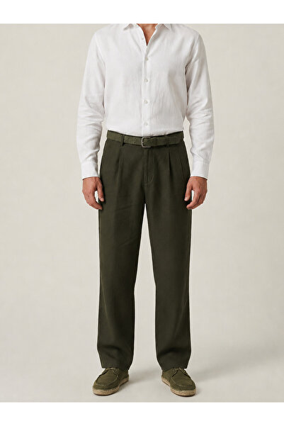 Xint Erkek Haki Keten Karışımlı Regular Fit Pantolon