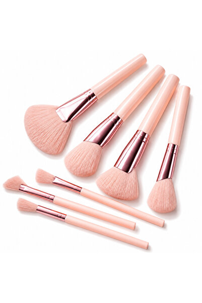 Arabest 7Pcs Face Makeup Brush Set, Pink Handles with Rose Gold Ferrules, for...