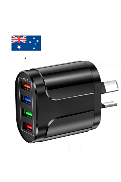 Choice1 AU Plug Black USB Fast Charger AU Plug Quick Charger Mobile 3.1A Mult...