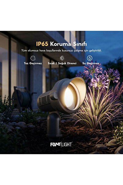 FoneLight Alutera LED Kazıklı Bahçe Spotu 33 CM IP65 Alüminyum Çim Armatürü P...