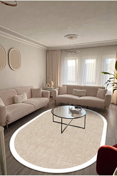 VOPTEKS Oval Vizon Halı Salon Halısı Makinede Yıkanabilir Kaymaz Taban Halı