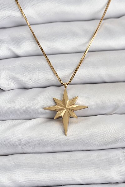 Inure Jewelry سلسلة من الفولاذ 316L بلون ذهبي، موديل نجمة القطب، طول 60 سم، ق...