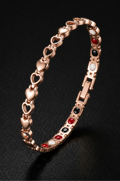 İyyaKee Magnetic Heart Pattern Women's Bracelet Copper Plated Germanium Negat...