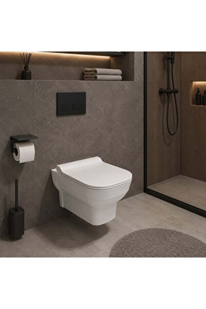 KALE Loft Kanalsız Asma Klozet + Ultra Slim Yavaş Kapanan Klozet Kapağı