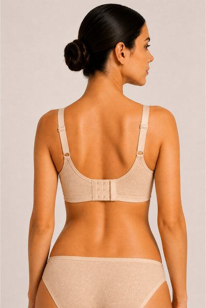 cicial Women's 2-Pack Cotton Seamless Nursing Bra (3 Cups) (Grey-Skin)