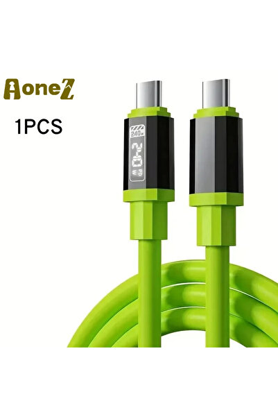 Choice كابل USB من النوع A إلى C أخضر اللون بطول 1.5 متر وقدرة 240 واط مع شاش...