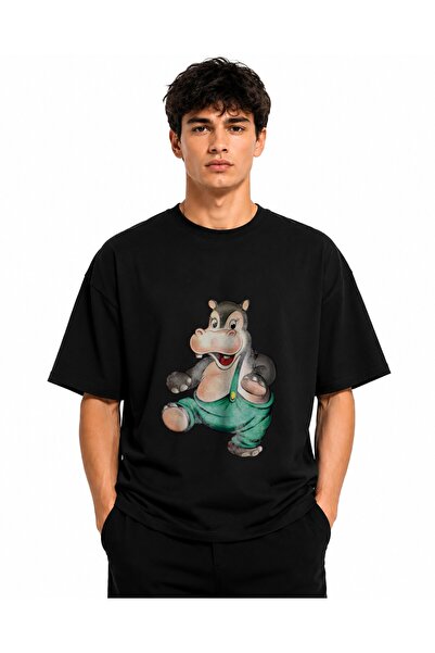 Inscriptie Unisex Βαμβακερό T-shirt Υψηλής Ποιότητας  "Ιπποπόταμος με σαλοπέτα "