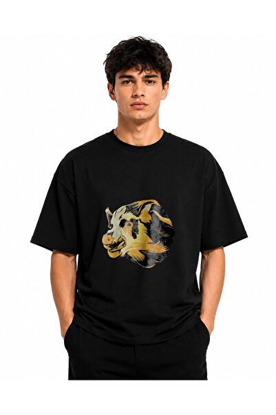 Inscriptie Tricou Unisex Bumbac Premium Casual " Porc auriu "