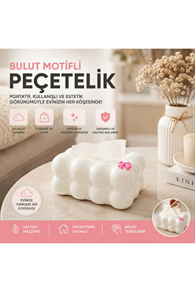 Go İthalat 19X12.5X8.5Cm White Spring-Filled Tabletop Bubble Decorative Cloud...