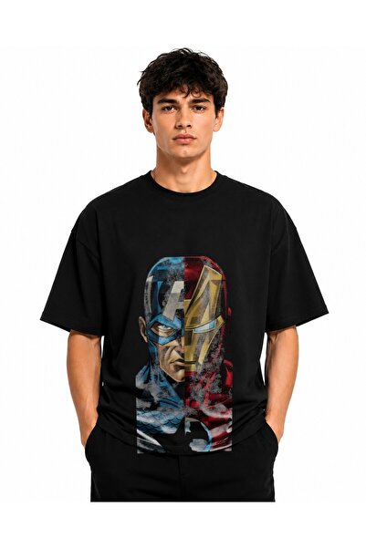 Inscriptie Tricou Unisex Bumbac Premium Casual " Capitanul America & Omul de ...