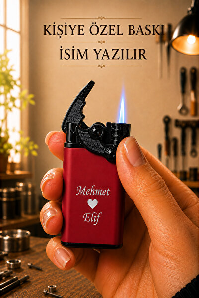 TrendÜrünlerim Kişiye Özel İsim Baskılı Gazlı Çakmak Mandallı Rüzgar Dayanıkl...