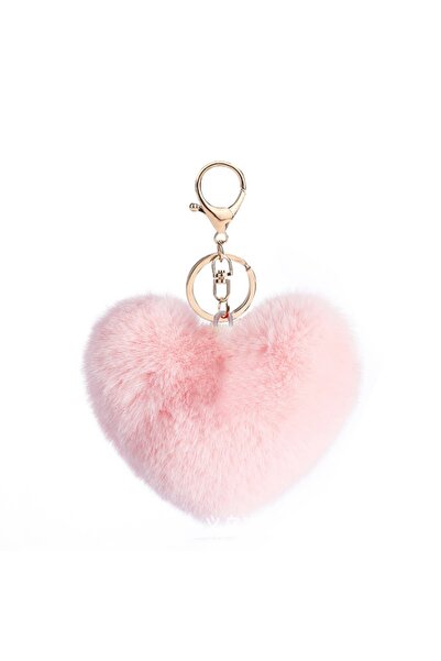 Choice 01 New Heart Plush Hair Ball Keychain Women Leopard Pompom Love Car Ke...